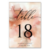Roos Gouden Waterverf Roze Trouwtafel Kaart (Achterkant)