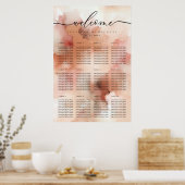 Roos Gouden Waterverf Roze Trouwtafel Nummer Poster (Keuken)