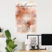 Roos Gouden Waterverf Roze Trouwtafel Nummer Poster (Thuiskantoor)