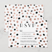 Roos gouden waterverf stip rsvp bruiloft kaartje (Voorkant / Achterkant)
