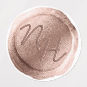 Roos Gouden Wax Seal Initialen Bruiloft Monogram Labels (Design 1)
