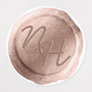 Roos Gouden Wax Seal Initialen Bruiloft Monogram Labels