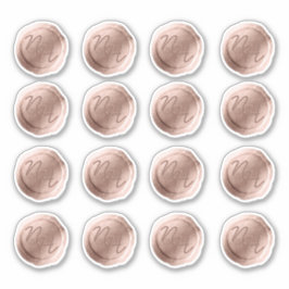 Roos Gouden Wax Seal Initialen Bruiloft Monogram Sticker