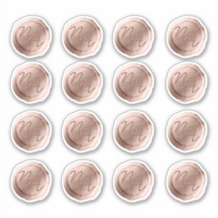 Roos Gouden Wax Seal Initialen Bruiloft Monogram Sticker