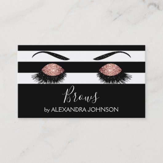 Roos gouden wenkbrauwen met zwarte en witte streep visitekaartje (Voorkant)