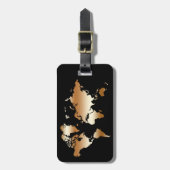 Roos gouden Wereldkaart Faux Professional Chic Bagagelabel (Voorkant verticaal)
