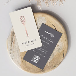 Roos gouden whisk | Bakkerij | Chef-kok | QR-code  Visitekaartje