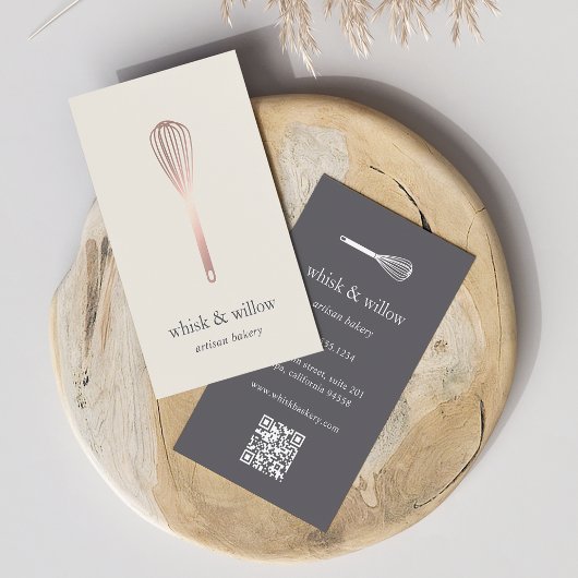 Roos gouden whisk | Bakkerij | Chef-kok | QR-code  Visitekaartje