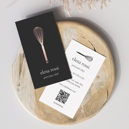 Roos gouden whisk | Chef Catering Bakkerij QR Code Visitekaartje