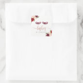 roos gouden wimpers | Bourgondische bloemen Vierkante Sticker (Tas)