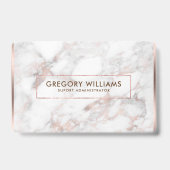 Roos-gouden & Wit Faux Marmer Border Lijst Badge (Achterkant)