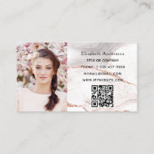 Roos gouden witte agaat marmer QR code foto Visitekaartje (Achterkant)