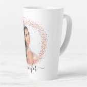 Roos gouden witte foto glitter-naamscript latte mok (Rechterhoek)