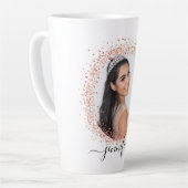 Roos gouden witte foto glitter-naamscript latte mok (Linkerhoek)
