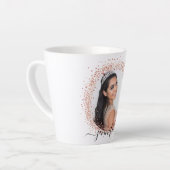 Roos gouden witte foto glitter-naamscript latte mok (Linkerhoek)