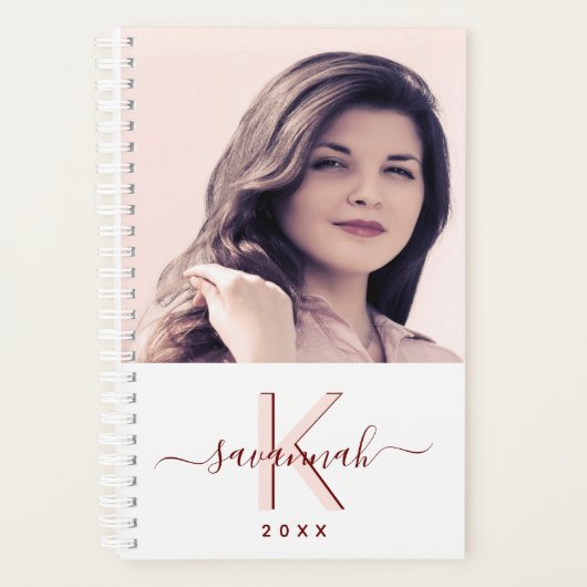 Roos gouden witte fotomonogram planner (Voorkant)