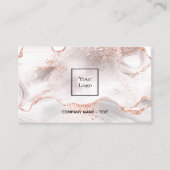 Roos gouden witte gewas marmer QR code logo Visitekaartje (Voorkant)