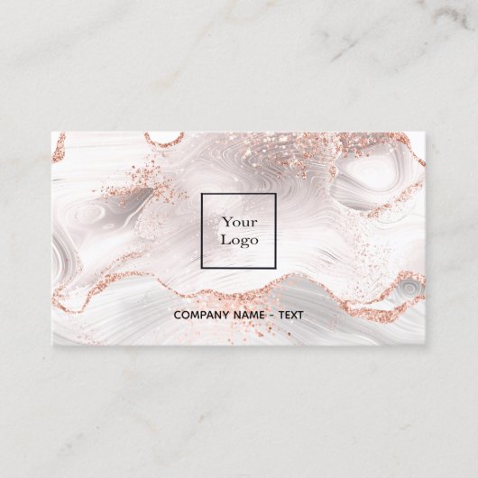 Roos gouden witte gewas marmer QR code logo Visitekaartje (Voorkant)