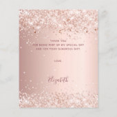 Roos gouden witte jurk dank u kaart (Achterkant)