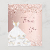 Roos gouden witte jurk dank u kaart (Voorkant)
