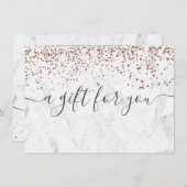 Roos gouden witte marmer met elegant cadeaubon (Voorkant / Achterkant)