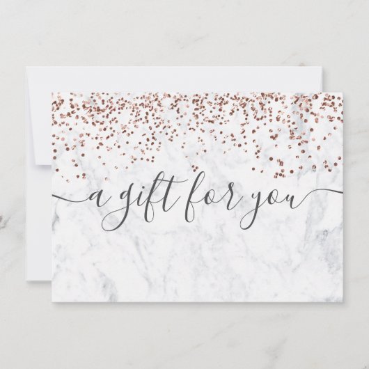 Roos gouden witte marmer met elegant cadeaubon (Voorkant)