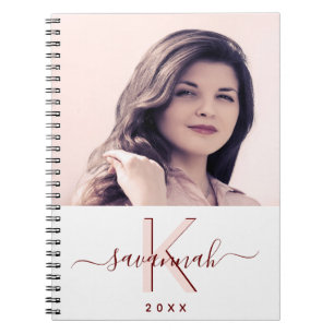 Roos gouden witte monogram notitieboek