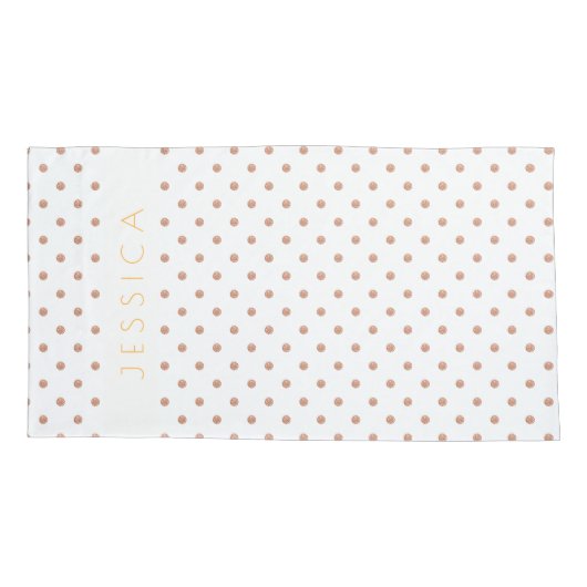 Roos-gouden & Witte Polkadots Patroon Kussensloop (Achterkant)