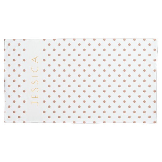 Roos-gouden & Witte Polkadots Patroon Kussensloop (Voorkant)