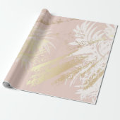 Roos gouden witte tropische palmbladeren verjaarda cadeaupapier (Uitgerold)