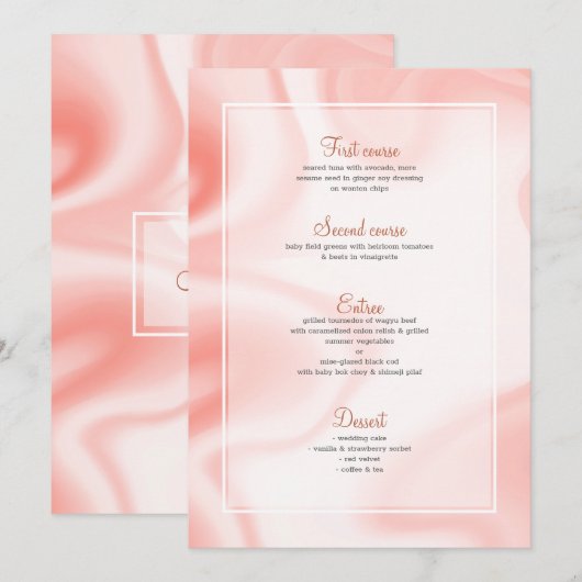 Roos-gouden zachte marmerzirlen menu (Voorkant / Achterkant)