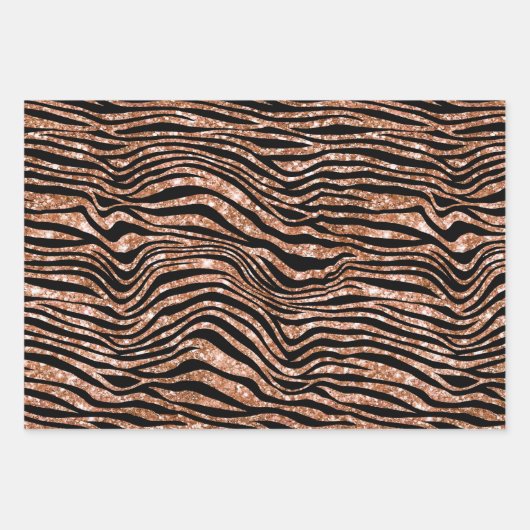 Roos gouden Zebra glitter Inpakpapier Vel (Voorkant 2)