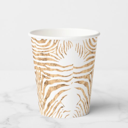 Roos gouden zebra huidpatroon papieren bekers (Achterkant)