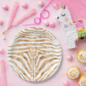 Roos gouden zebra huidpatroon papieren bordje (Feest)