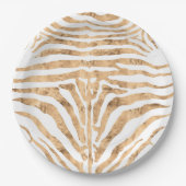 Roos gouden zebra huidpatroon papieren bordje (Voorkant)