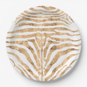 Roos gouden zebra huidpatroon papieren bordje