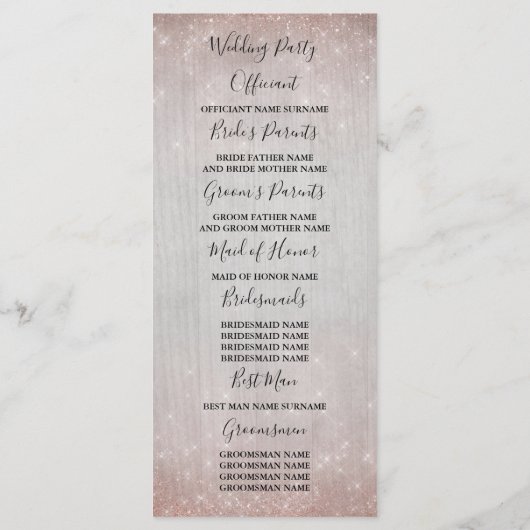 Roos Gouden Zeester Paar Strand Bruiloft Programma Programmakaart (Achterkant)