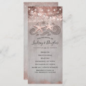 Roos Gouden Zeester Paar Strand Bruiloft Programma Programmakaart (Voorkant / Achterkant)