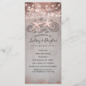 Roos Gouden Zeester Paar Strand Bruiloft Programma Programmakaart (Voorkant)