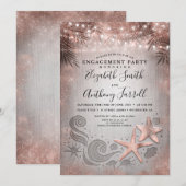 Roos Gouden Zeester | Palms Beach Verlovingsfeest Kaart (Voorkant / Achterkant)