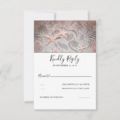 Roos Gouden Zeester Strand Bruiloft RSVP (Voorkant)