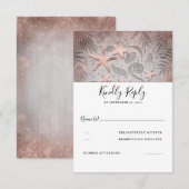 Roos Gouden Zeester Strand Bruiloft RSVP (Voorkant / Achterkant)