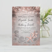 Roos Gouden Zeester Tropische Strand Repetitie Din Kaart (Staand voorkant)