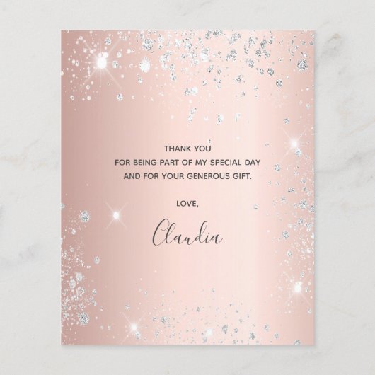 Roos gouden zilver glitter bedankt (Achterkant)