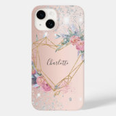 Roos gouden zilver glitter flormonogram naam Case-Mate iPhone case (Achterkant)