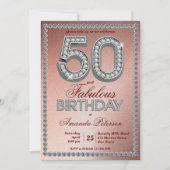 Roos gouden zilverdiamanten 50e verjaardag kaart (Voorkant)