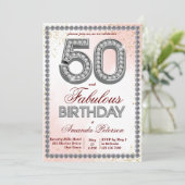 Roos gouden zilverdiamanten 50e verjaardag kaart (Staand voorkant)