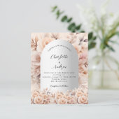 Roos gouden zilveren bloemenboog huwelijksuitnodig (Staand voorkant)