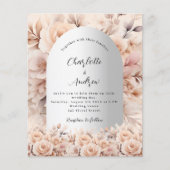 Roos gouden zilveren bloemenboog huwelijksuitnodig (Voorkant)