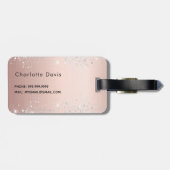 Roos gouden zilveren bloemennaam bagagelabel (Achterkant horizontaal)